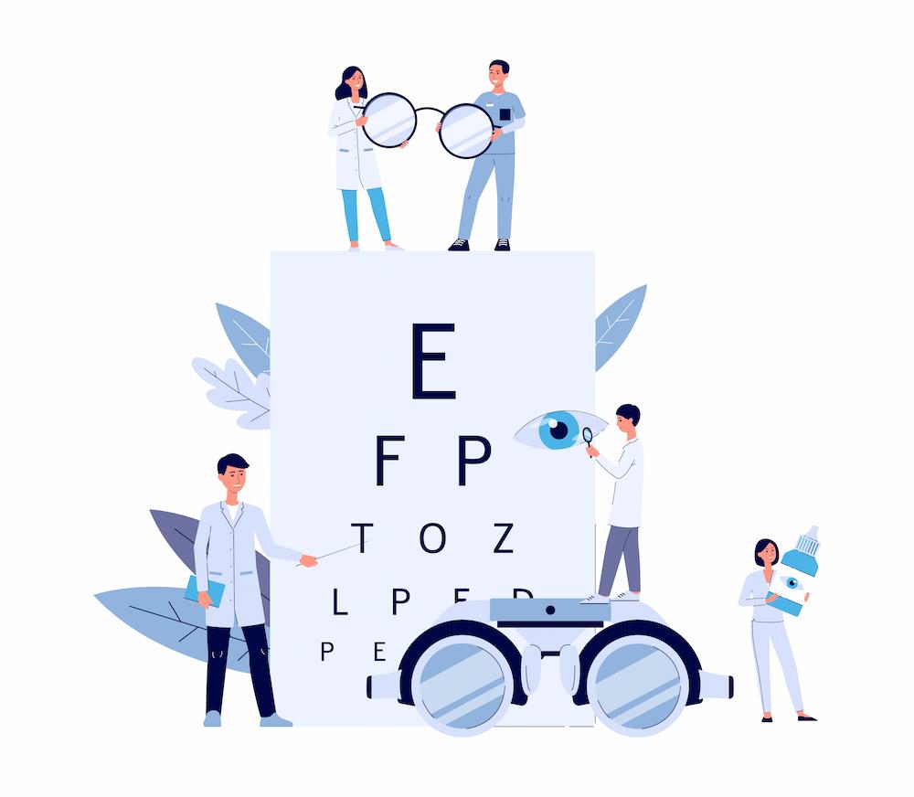 doctors and eye chart for Fishers Eye Exam