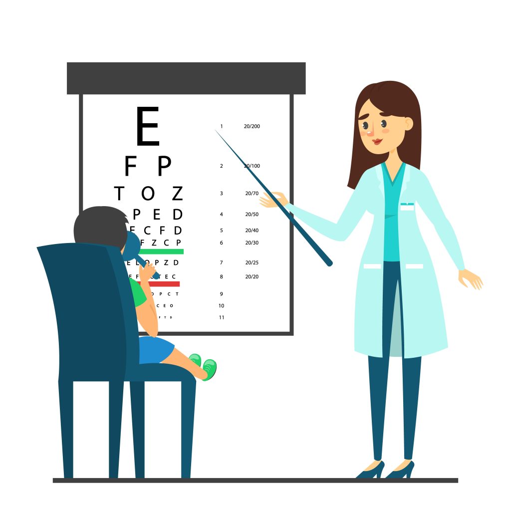 doctor and child completing Fishers Eye Exam