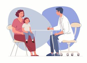 Receive trusted Carmel Family Eye Care from Amy Walden and Associates image shows doctor with mother and child