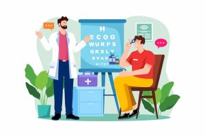 Find an experienced Westfield Optometrist at Amy Walden and Associates image shows doctor and patient during eye exam