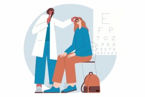 Work with an experienced Optometrist Noblesville by visiting Amy Walden & Associates image shows doctor examining patient's vision
