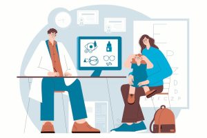 See expert Optometrists Noblesville at Amy Walden & Associates image shows woman and child visiting eye doctor